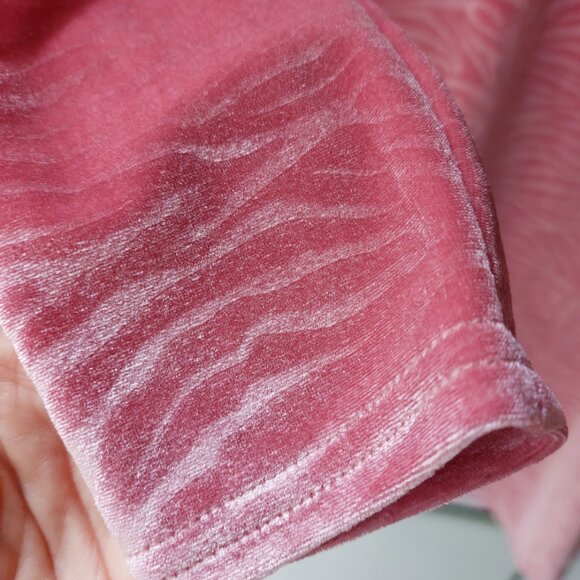 NWOT Traffic People Velour Velvet Jacquard Pink Shift Dress Zippered Back Zebra - Picture 13 of 16